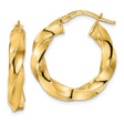 14k Yellow Gold Hoop Earrings, Twisted Bold Sculptural Design, Medium Size for Women