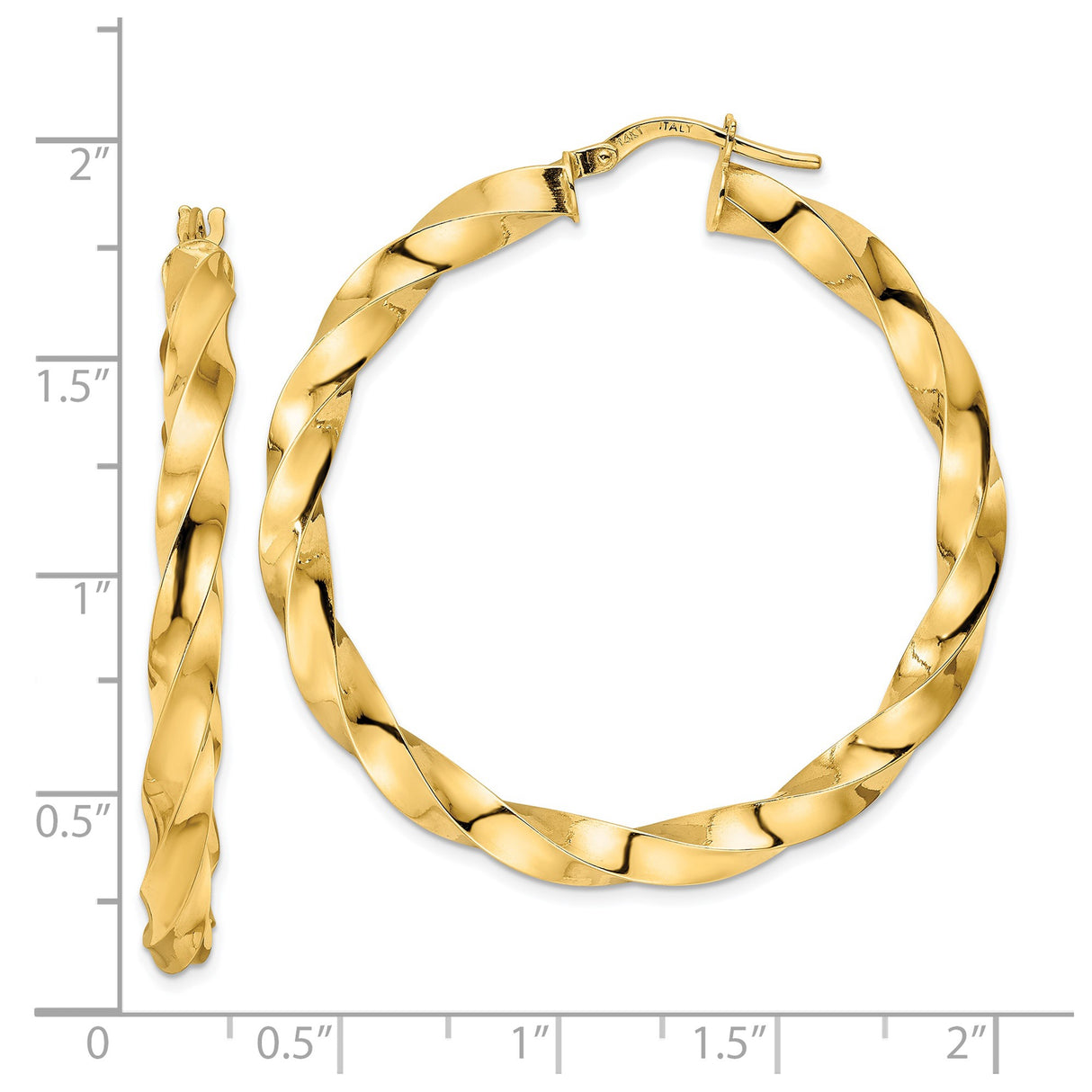 14k Yellow Gold Twisted Hoop Earrings, Bold Braided Design, Polished Statement Jewelry for Women