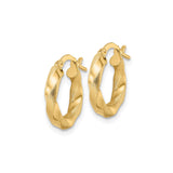 14k Yellow Gold Twisted Hoop Earrings with Textured and Polished Finish