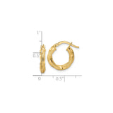 14k Yellow Gold Twisted Hoop Earrings with Textured and Polished Finish