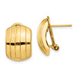 14k Yellow Gold Clip-On Earrings with Bold Ridged Dome Design and Polished Finish