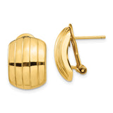 14k Yellow Gold Clip-On Earrings with Bold Ridged Dome Design and Polished Finish