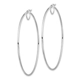 14k White Gold Hoop Earrings, Sleek Minimalist Round Design with Polished Finish for Women