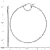 14k White Gold Hoop Earrings, Sleek Minimalist Round Design with Polished Finish for Women