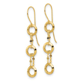 14k Yellow Gold Dangle Earrings with Polished Open Circles and Faceted Bead Accents