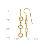 14k Yellow Gold Dangle Earrings with Polished Open Circles and Faceted Bead Accents