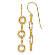 14k Yellow Gold Dangle Earrings with Polished Open Circles and Faceted Bead Accents