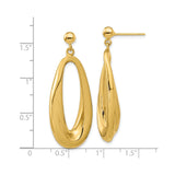 14k Yellow Gold Drop Earrings, Twisted Open Teardrop Design with Polished Finish
