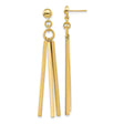 14k Yellow Gold Dangle Earrings with Polished Bar Drops, Modern Linear Minimalist Design
