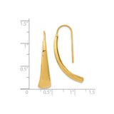 14k Yellow Gold Drop Earrings, Sleek Curved Dangle Design with Polished Finish