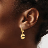 14k Two-Tone Gold Drop Earrings with Polished Dome and Diamond-Cut Edges