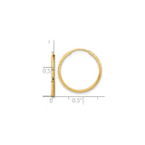 14k Yellow Gold Hoop Earrings, Textured Diamond Cut, Polished Lightweight Design