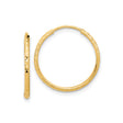 14k Yellow Gold Hoop Earrings, Textured Diamond Cut, Polished Lightweight Design