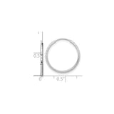 14k White Gold Hoop Earrings, Textured Diamond Cut Finish, Lightweight Polished Design