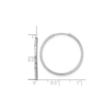 14k White Gold Hoop Earrings, Diamond-Cut Textured, Polished Round Design for Women