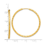 14k Yellow Gold Hoop Earrings, Textured Twisted Diamond-Cut Large Lightweight Style