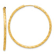 14k Yellow Gold Hoop Earrings, Textured Twisted Diamond-Cut Large Lightweight Style