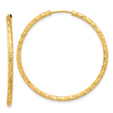14k Yellow Gold Hoop Earrings, Textured Twisted Diamond-Cut Large Lightweight Style