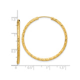 14k Yellow Gold Hoop Earrings, Twisted Diamond-Cut with Polished Satin Finish, Lightweight Style