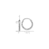 14k White Gold Hoop Earrings, Diamond Cut Swirl Design with Textured Satin Finish