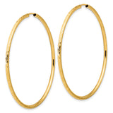 14k Yellow Gold Hoop Earrings with Hammered Texture and Polished Satin Finish