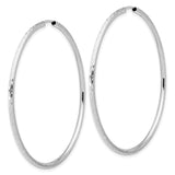 14k White Gold Hoop Earrings, Large Hammered Texture, Sleek Minimalist Design