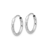 14k White Gold Hoop Earrings with Diamond-Cut Finish, Lightweight Modern Design
