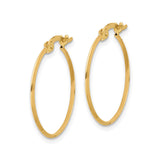 14k Yellow Gold Hoop Earrings, Polished Medium Round Hoops with Latch Back Closure