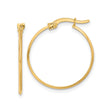 14k Yellow Gold Hoop Earrings, Polished Medium Round Hoops with Latch Back Closure