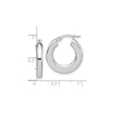 14k White Gold Hoop Earrings, Classic Round Shape with Polished Smooth Finish for Women