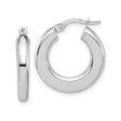 14k White Gold Hoop Earrings, Classic Round Shape with Polished Smooth Finish for Women