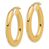 14k Yellow Gold Oval Hoop Earrings, Polished Smooth Finish, Lightweight Minimalist Design