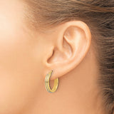 14k Two-Tone Gold Hoop Earrings with Textured Accents and Latch Back Closure for Women