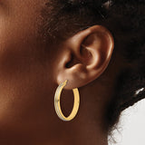 14k Two-Tone Gold Hoop Earrings with Polished Yellow Gold and Textured White Gold Accents