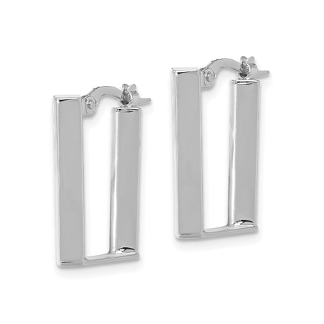 14k White Gold Square Hoop Earrings, Modern Geometric Minimalist Design for Women