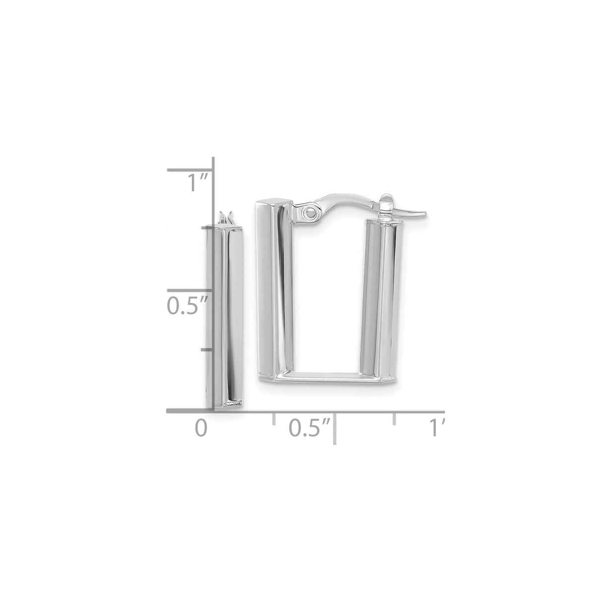 14k White Gold Square Hoop Earrings, Modern Geometric Minimalist Design for Women