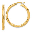 14k Yellow Gold Hoop Earrings, Hammered Textured Finish, Medium Size with Latch Back Closure