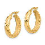 14k Yellow Gold Hoop Earrings with Twisted Rope Design and Polished Finish