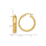 14k Yellow Gold Hoop Earrings with Twisted Rope Design and Polished Finish