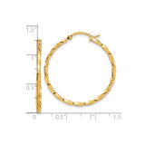 14k Yellow Gold Twisted Hoop Earrings, Polished Rope Texture Statement Style for Women