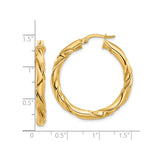 14k Yellow Gold Hoop Earrings with Twisted Braided Design and High-Polish Finish