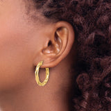 14k Yellow Gold Twisted Hoop Earrings, Medium Spiral Polished Hoops, Lightweight Classic Design