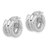 14k White Gold Hoop Earrings with Twisted Rope Design and Polished Finish