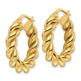 14k Yellow Gold Twisted Hoop Earrings, Bold Rope Style Statement Hoops for Women