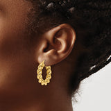 14k Yellow Gold Twisted Hoop Earrings, Bold Rope Style Statement Hoops for Women