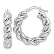 14k White Gold Twisted Hoop Earrings, Chunky Rope Style, Bold Modern Statement Hoops for Women