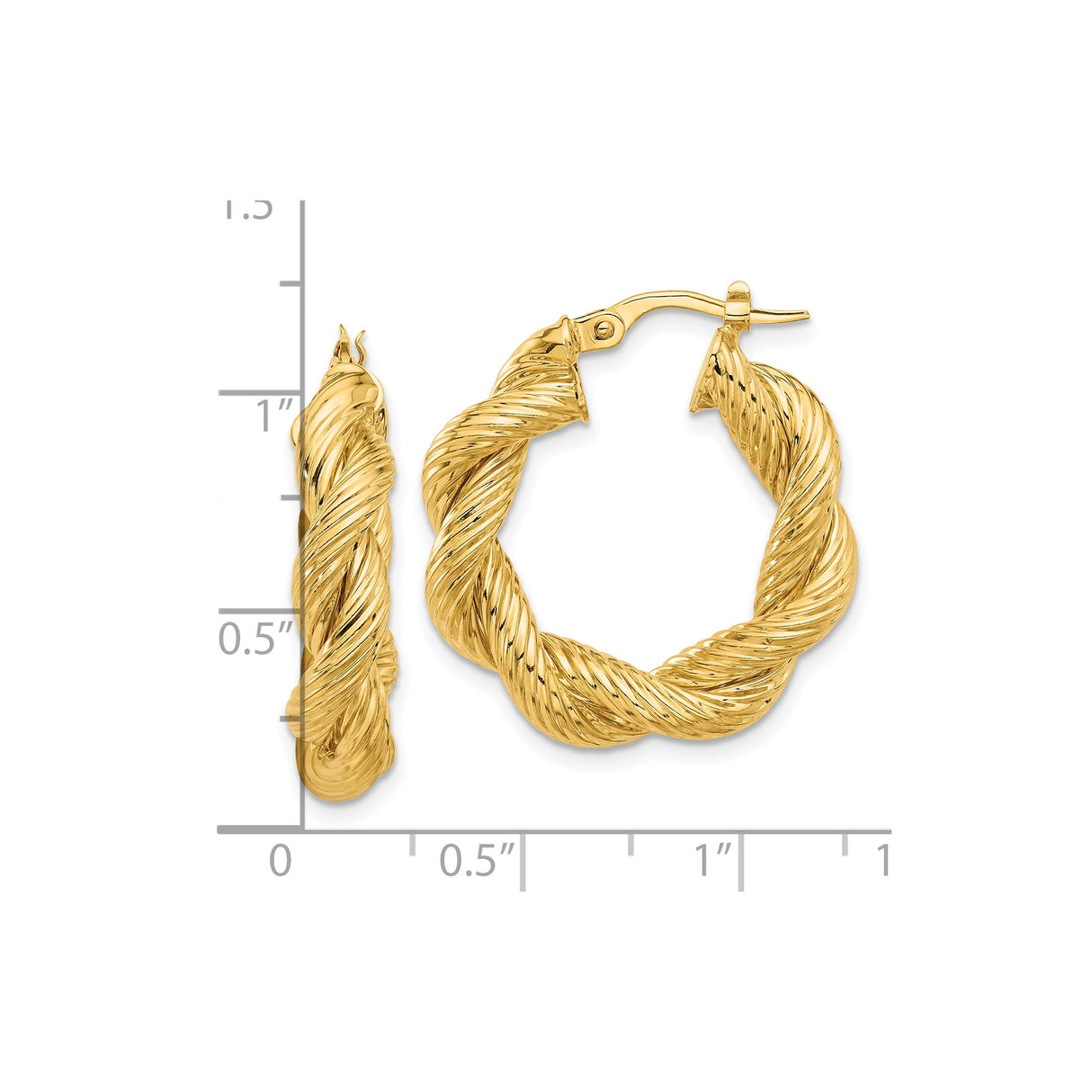 14k Yellow Gold Twisted Rope Hoop Earrings, Bold Chunky Statement Jewelry for Women