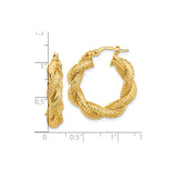 14k Yellow Gold Twisted Rope Hoop Earrings, Bold Chunky Statement Jewelry for Women