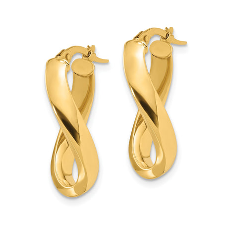 14k Yellow Gold Twisted Teardrop Hoop Earrings, Modern Flowing Oval Design for Women