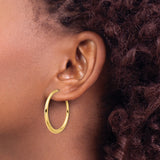 14k Yellow Gold Hoop Earrings, Medium Size Smooth Polished Minimalist Design for Women
